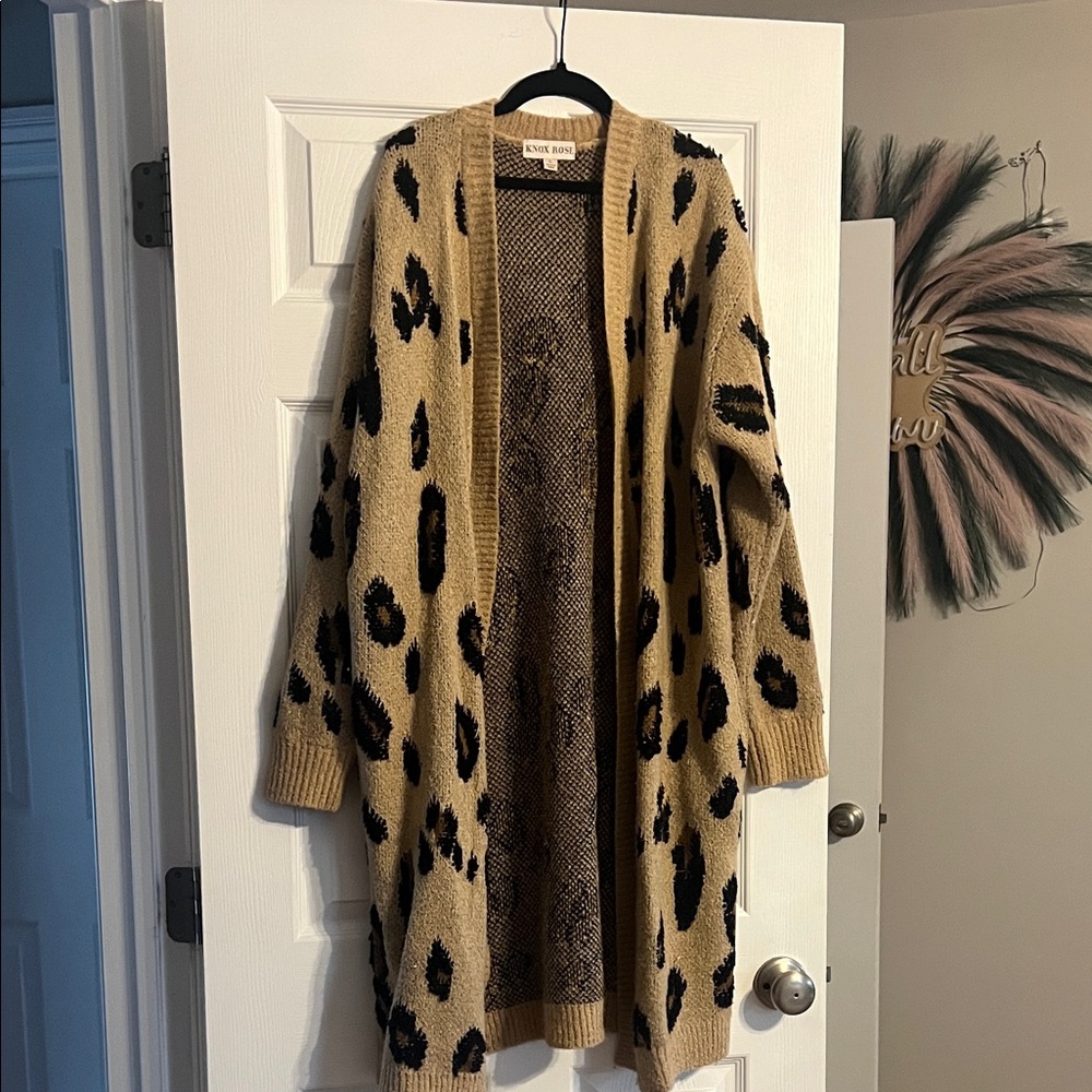 Wild Fable Tan and Black Leopard Cardigan